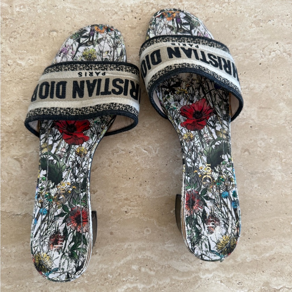 Dior Women's Floral Mules - Black and Multicolor - Picture 6 of 7